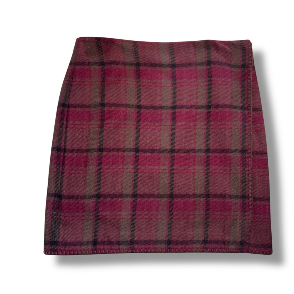 Eddie Bauer Women's Sz 10 Purple Tartan Plaid  Wool Blend Mini Skirt Academia